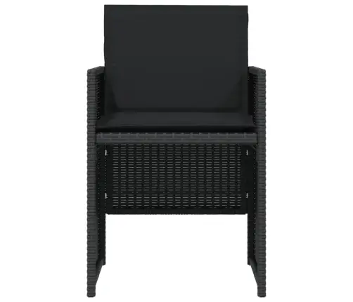 3-Daļīgs Bistro Mēbeļu Komplekts, Matrači, Melna Pe Rotangpalma Vidaxl