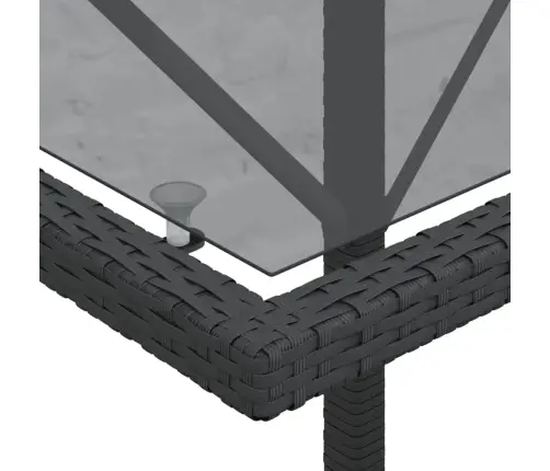 3-Daļīgs Bistro Mēbeļu Komplekts, Matrači, Melna Pe Rotangpalma Vidaxl