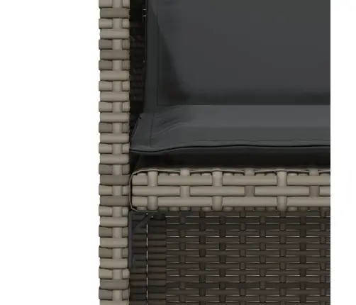 3-Daļīgs Bistro Mēbeļu Komplekts, Matrači,Pelēka Pe Rotangpalma Vidaxl