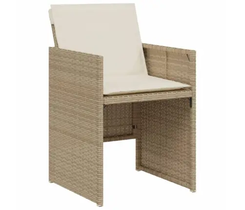 3-Daļīgs Bistro Mēbeļu Komplekts, Matrači, Bēša Pe Rotangpalma Vidaxl