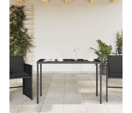Dārza Galds Ar Stikla Virsmu, 115X54X74Cm, Melna Pe Rotangpalma Vidaxl