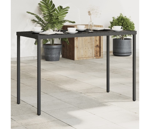 Dārza Galds Ar Stikla Virsmu, 115X54X74Cm, Melna Pe Rotangpalma Vidaxl