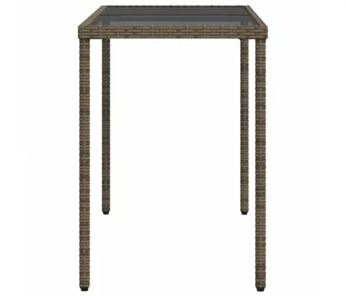 Dārza Galds, Stikla Virsma, Pelēks, 115X54X74Cm, Pe Rotangpalma Vidaxl