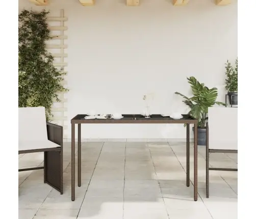 Dārza Galds, Stikla Virsma, Brūns, 115X54X74 Cm, Pe Rotangpalma Vidaxl
