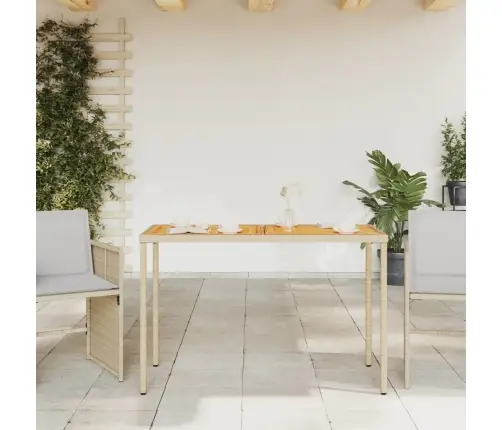 Stalas Su Akacijos Stalviršiu, Smėlio, 115X54X74cm Poliratanas