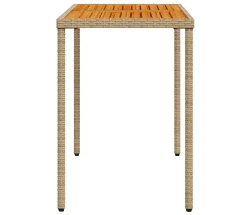 Stalas Su Akacijos Stalviršiu, Smėlio, 115X54X74cm Poliratanas