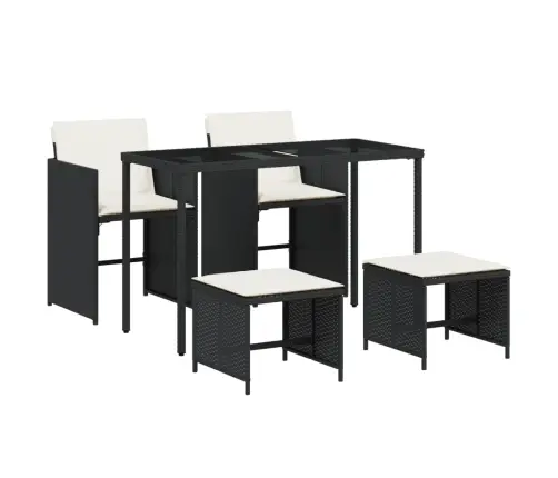 5-Osaline Aiamööbli Komplekt Patjadega, Must, Polürotang