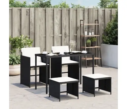 5-Osaline Aiamööbli Komplekt Patjadega, Must, Polürotang