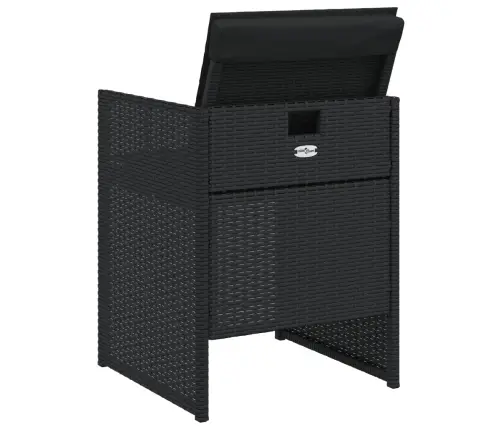 5-Daļīgs Dārza Mēbeļu Komplekts, Matrači, Melna Pe  Rotangpalma Vidaxl