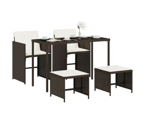 5-Daļīgs Dārza Mēbeļu Komplekts Ar Matračiem, Pe Rotangpalma Vidaxl