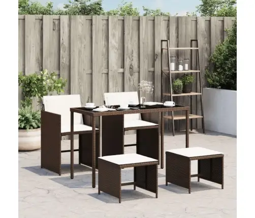 5-Daļīgs Dārza Mēbeļu Komplekts Ar Matračiem, Pe Rotangpalma Vidaxl