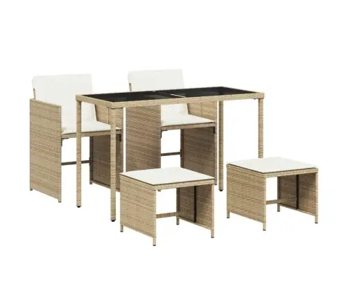 5-Osaline Aiamööbli Komplekt Patjadega, Beež, Polürotang