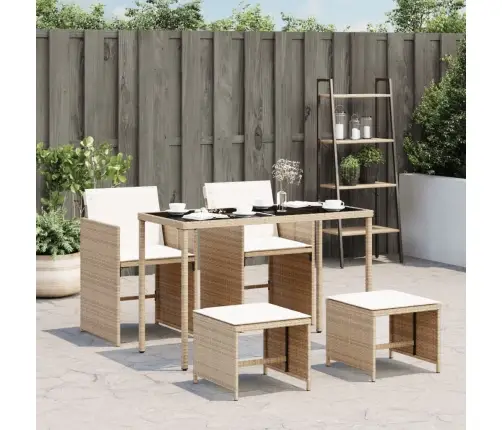 5-Osaline Aiamööbli Komplekt Patjadega, Beež, Polürotang