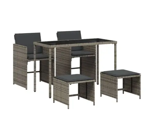 5-Daļīgs Dārza Mēbeļu Komplekts, Matrači, Pelēka Pe Rotangpalma Vidaxl