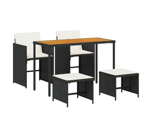 Sodo Komplektas Su Pagalvėlėmis, 5 Dalių, Juodas, Poliratanas