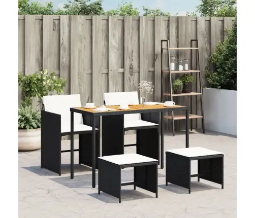 Sodo Komplektas Su Pagalvėlėmis, 5 Dalių, Juodas, Poliratanas