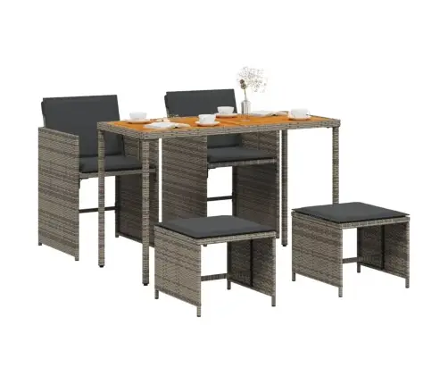 5-Osaline Aiamööbli Komplekt Patjadega, Hall, Polürotang