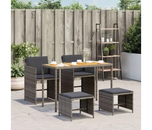 5-Osaline Aiamööbli Komplekt Patjadega, Hall, Polürotang