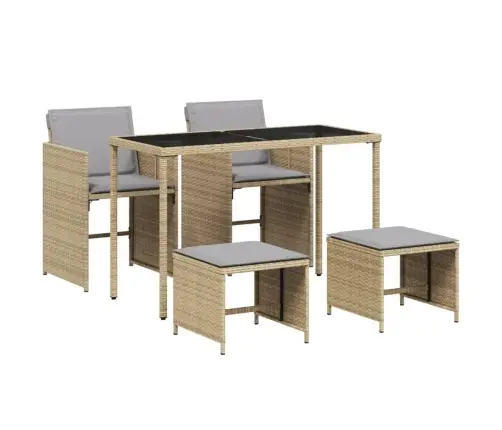 5-Daļīgs Dārza Mēbeļu Komplekts Ar Matračiem, Pe Rotangpalma Vidaxl