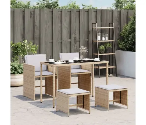 5-Daļīgs Dārza Mēbeļu Komplekts Ar Matračiem, Pe Rotangpalma Vidaxl