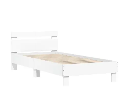 Gultas Rāmis Ar Galvgali, Balts, 100X200 Cm, Inženierijas Koks Vidaxl