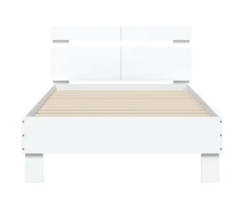 Gultas Rāmis Ar Galvgali, Balts, 100X200 Cm, Inženierijas Koks Vidaxl