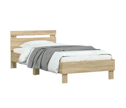 Gultas Rāmis Ar Galvgali, Ozola, 100X200 Cm, Inženierijas Koks Vidaxl