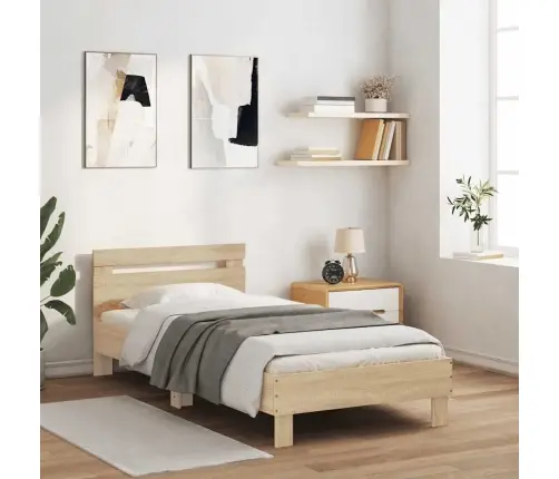 Gultas Rāmis Ar Galvgali, Ozola, 100X200 Cm, Inženierijas Koks Vidaxl