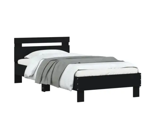 Lovos Rėmas Su Galvūgaliu, Juodas, 90X200cm Apdirbta Mediena