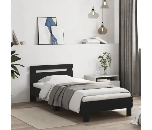 Lovos Rėmas Su Galvūgaliu, Juodas, 90X200cm Apdirbta Mediena