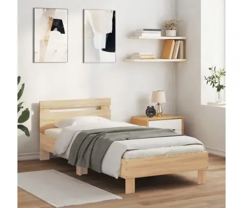 Voodiraam Peatsiga, Sonoma Tamm, 90 X 200 cm Tehispuit