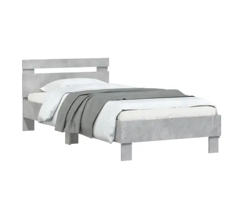 Gultas Rāmis Ar Galvgali, Pelēks, 90X200 Cm, Inženierijas Koks Vidaxl