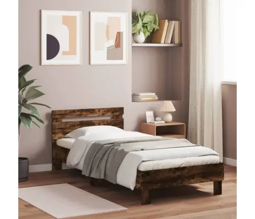 Gulta Bez Matrača, Ar Galvgali, Ozola Krāsa, 90X200 Cm Vidaxl Gulta Bez Matrača, Ar Galvgali, Ozola Krāsa, 90X200 Cm Vidaxl