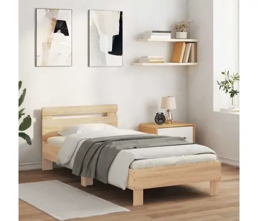 Gultas Rāmis Ar Galvgali, Ozolkoka Krāsā, 75X190 Cm Vidaxl