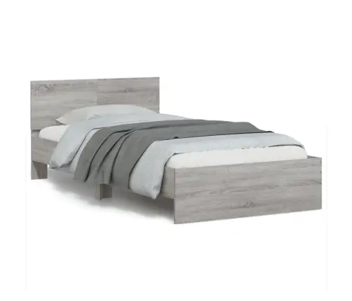 Gultas Rāmis Ar Galvgali, Pelēka Ozola, 100X200 Cm Vidaxl