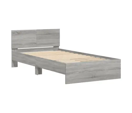 Gultas Rāmis Ar Galvgali, Pelēka Ozola, 100X200 Cm Vidaxl