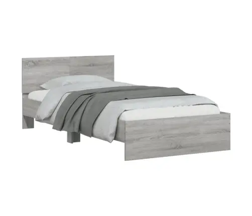 Gultas Rāmis Ar Galvgali, Pelēka Ozola, 100X200 Cm Vidaxl
