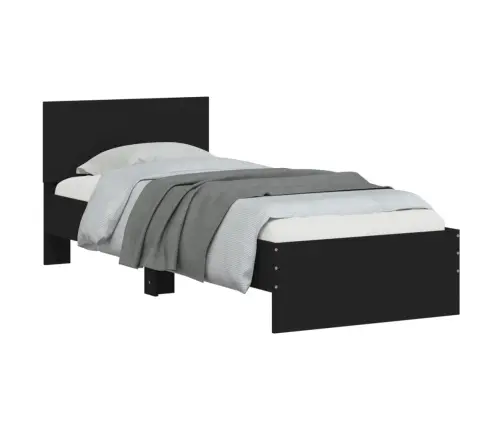 Gultas Rāmis Ar Galvgali, Melns, 90X200 Cm, Inženierijas Koks Vidaxl