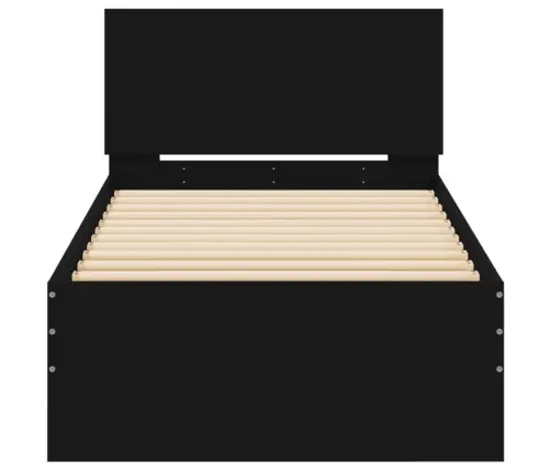 Gultas Rāmis Ar Galvgali, Melns, 90X200 Cm, Inženierijas Koks Vidaxl