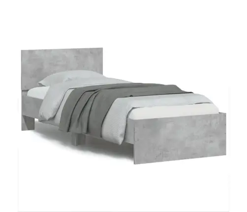 Gultas Rāmis Ar Galvgali, Pelēks, 90X200 Cm, Inženierijas Koks Vidaxl