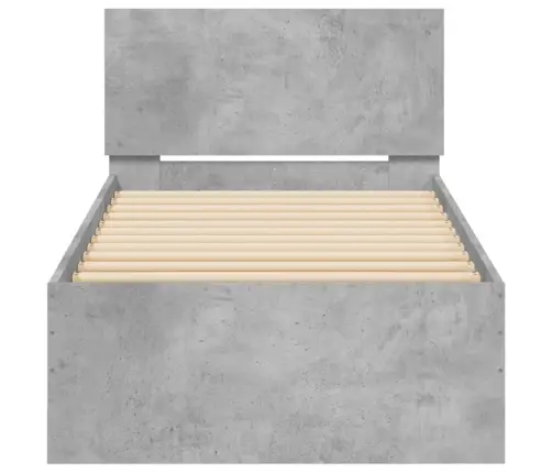 Gultas Rāmis Ar Galvgali, Pelēks, 90X200 Cm, Inženierijas Koks Vidaxl