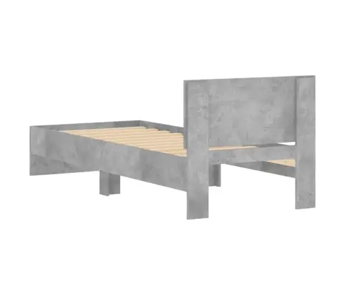 Gultas Rāmis Ar Galvgali, Pelēks, 90X200 Cm, Inženierijas Koks Vidaxl