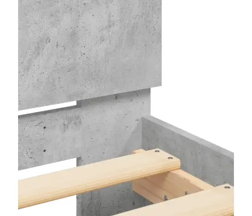 Gultas Rāmis Ar Galvgali, Pelēks, 90X200 Cm, Inženierijas Koks Vidaxl