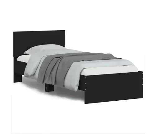 Gultas Rāmis Ar Galvgali, Melns, 75X190 Cm, Inženierijas Koks Vidaxl