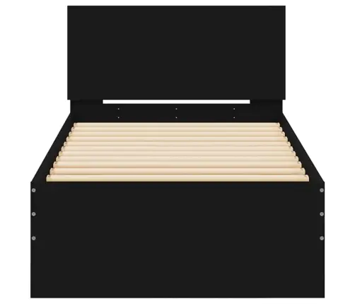 Gultas Rāmis Ar Galvgali, Melns, 75X190 Cm, Inženierijas Koks Vidaxl