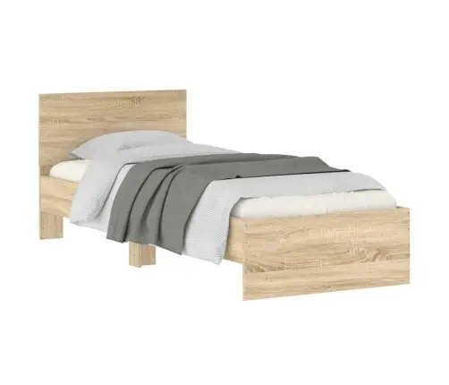 Voodiraam Peatsiga, Sonoma Tamm, 75X190 cm Tehispuit