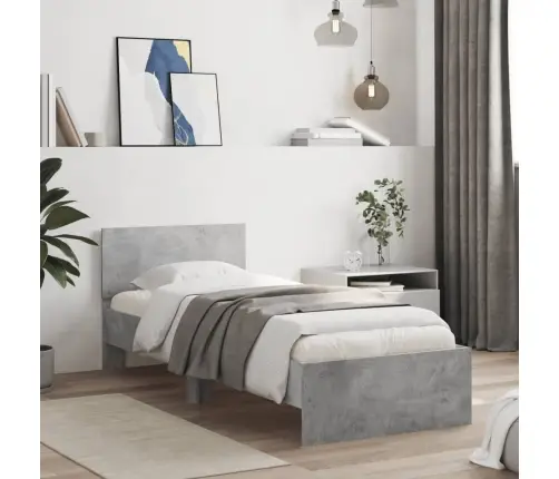 Gultas Rāmis Ar Galvgali, Pelēks, 75X190 Cm, Inženierijas Koks Vidaxl