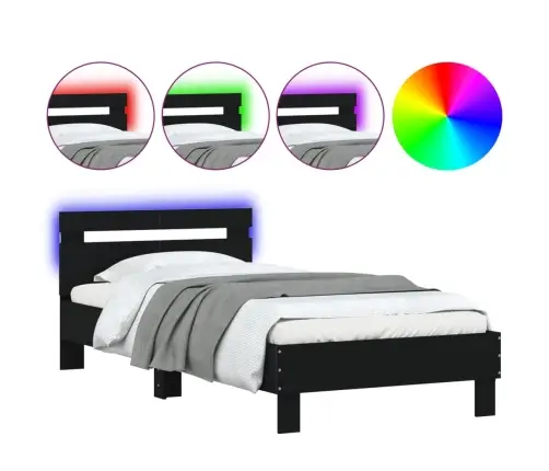 Voodiraam Peatsi Ja Led-Tuledega, Must, 100X200 Cm