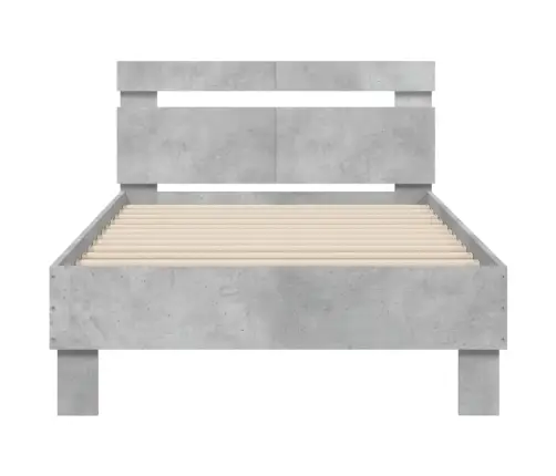 Gultas Rāmis Ar Galvgali Un Led, Betona Pelēks, 100X200 Cm Vidaxl