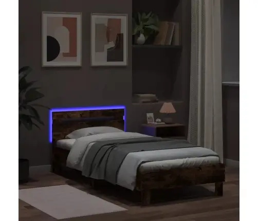 Gultas Rāmis Ar Galvgali Un Led, Koka Krāsa, 100X200 Cm Vidaxl